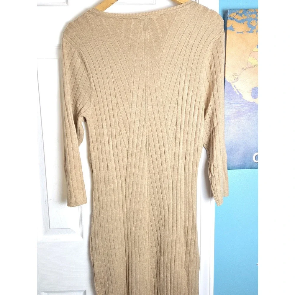 Torrid Knit Sweater Dress Women Size 1X Beige 3/4 Sleeve Boho Stretch Long NEW - Picture 3 of 13